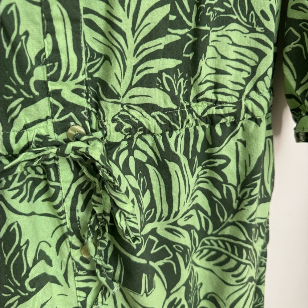 Appleseed’s Tropical Green Leaf Print Button Front Midi Dress Women’s Size 8 - Picture 4 of 6